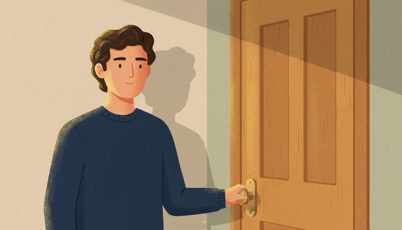 Person standing confidently beside a clear boundary line with visible follow-through steps