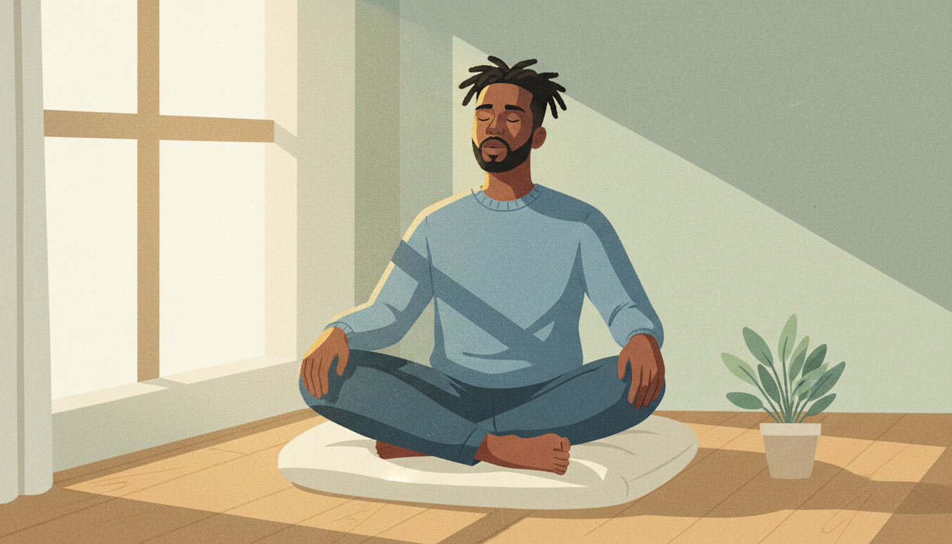 Person sitting peacefully with a protective glow around them, representing emotional boundaries