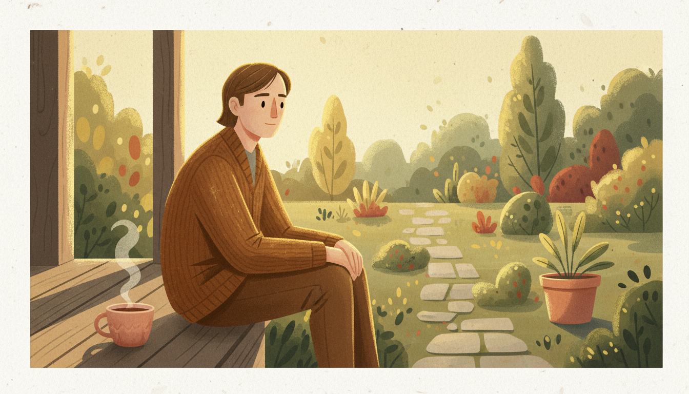 Person standing calmly with a clear sense of personal space while supporting a loved one