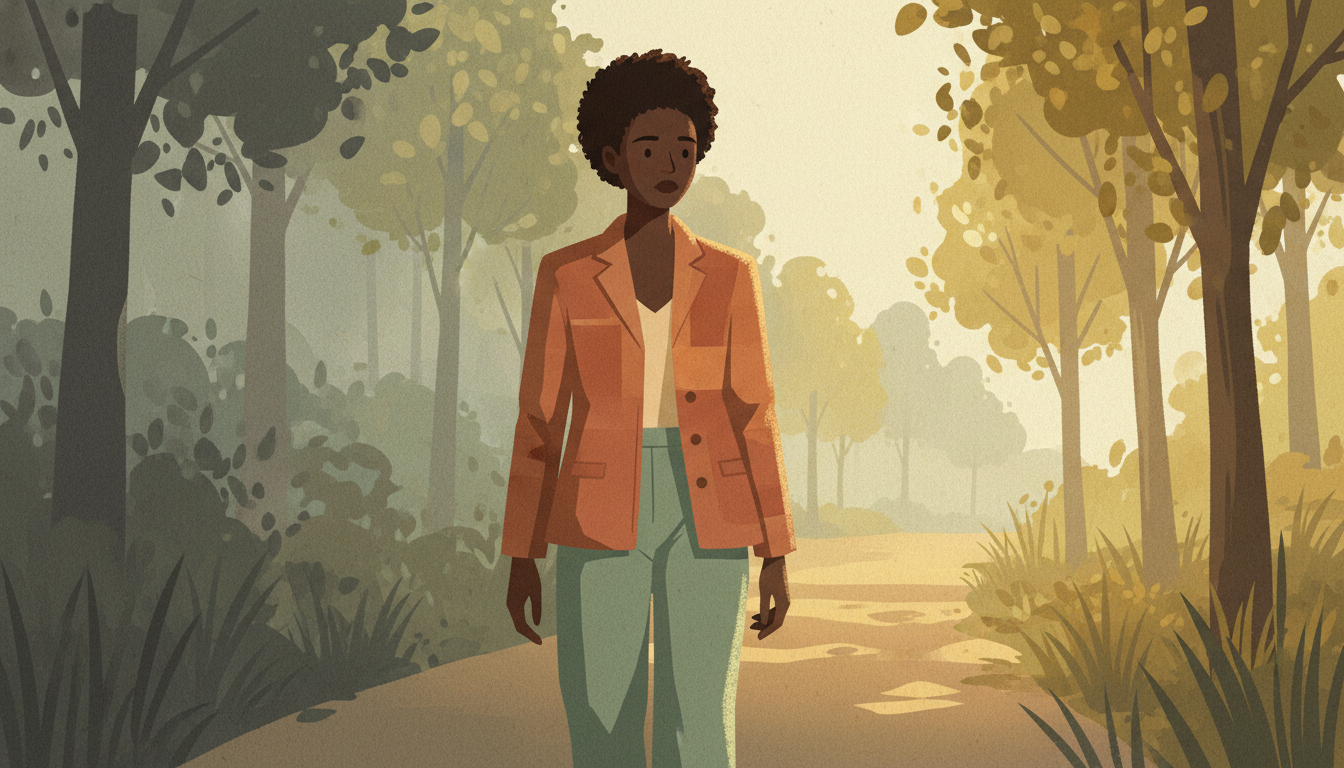 Person standing firmly with a calm expression, representing boundary setting with a narcissist