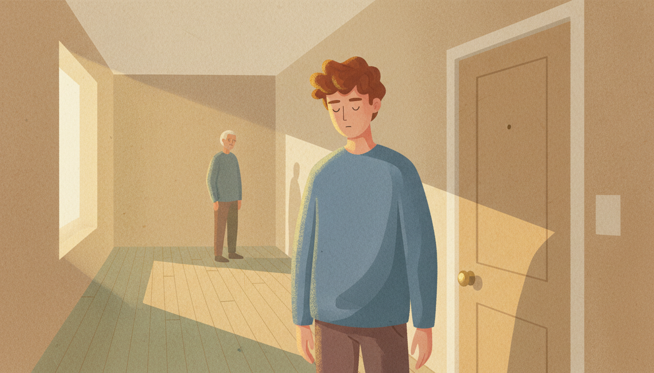 Adult child having a calm, honest conversation with their parent about boundaries