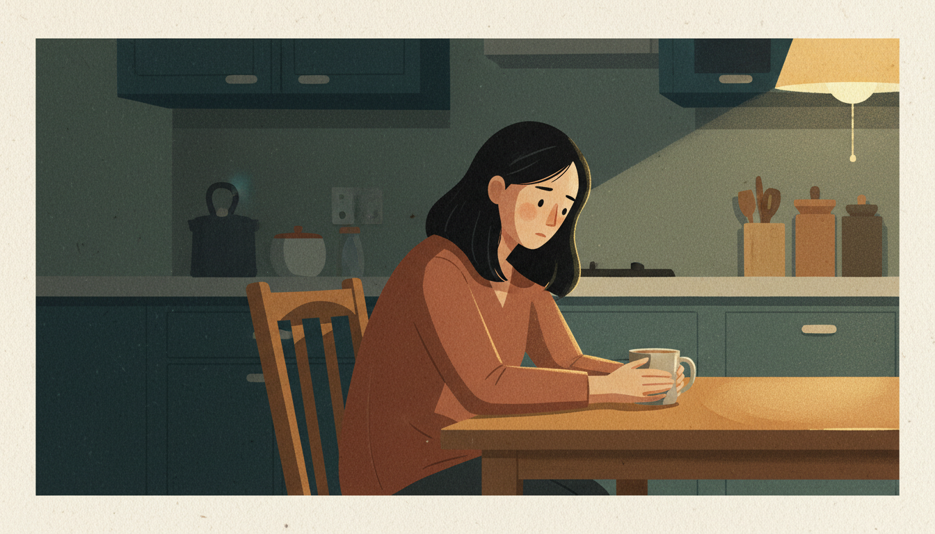 A person sitting quietly, holding their own hands, symbolizing self-compassion while loving an addict