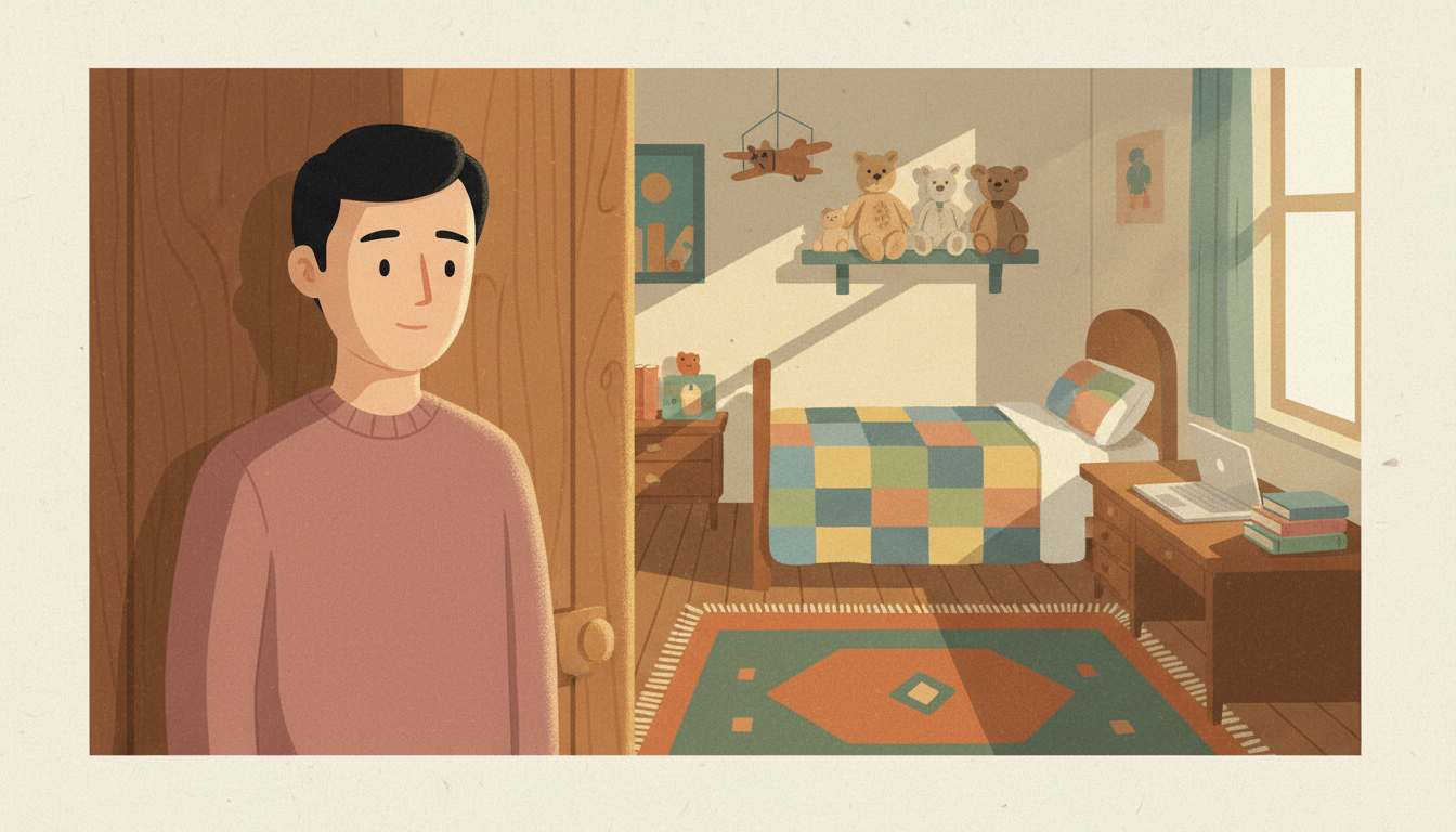 Adult child navigating complex emotional dynamics with a parent, representing codependency with parents