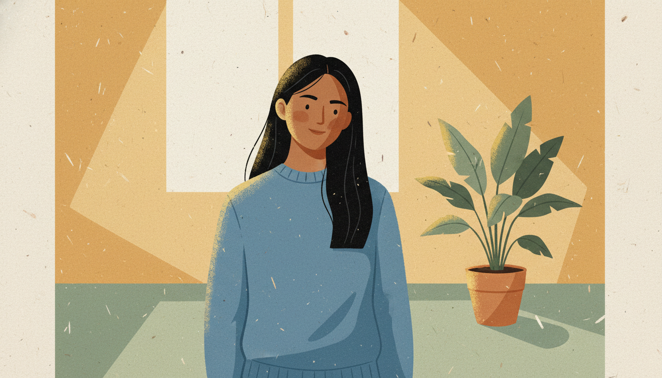 Person calmly and confidently saying no in a conversation