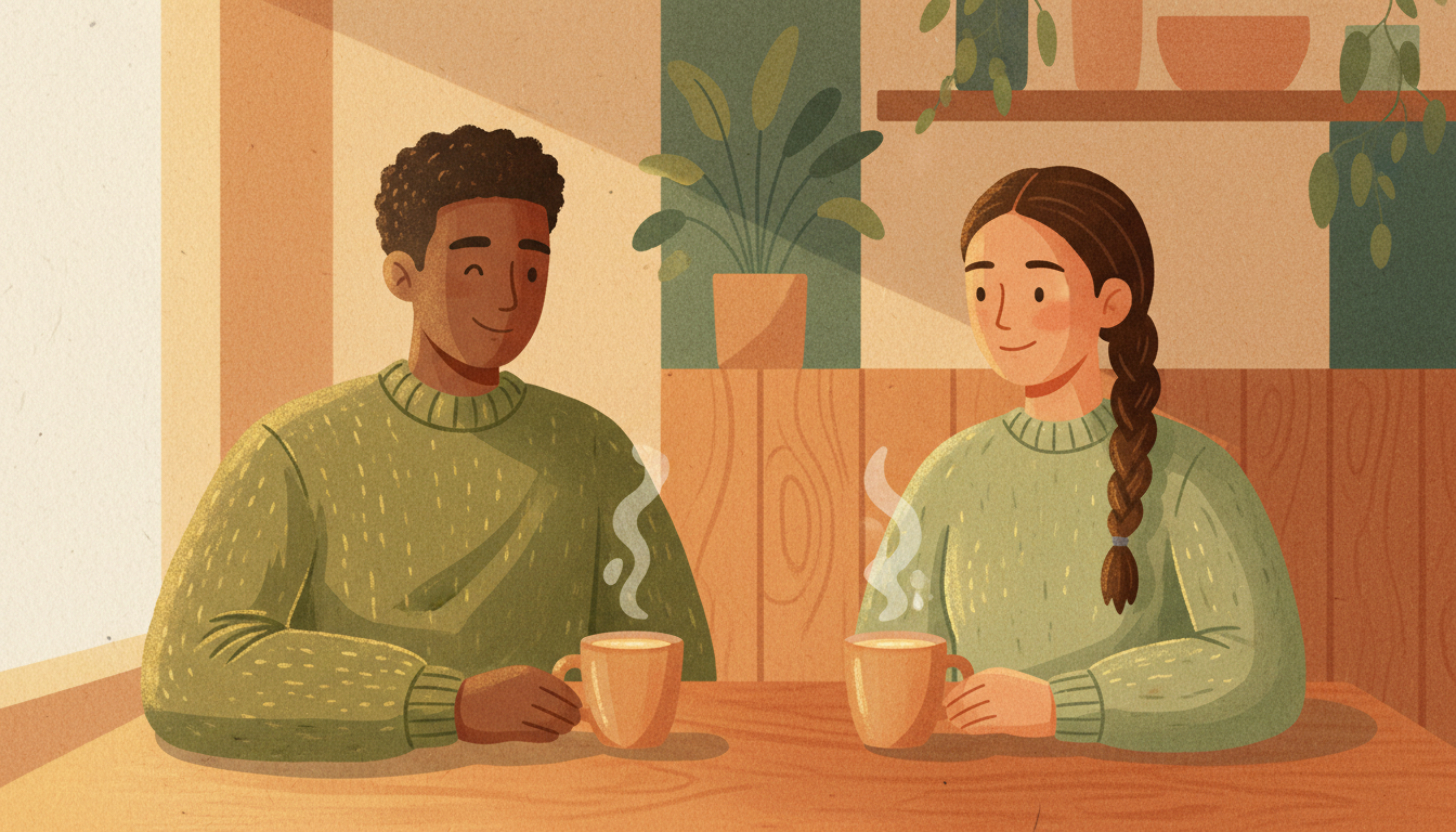 Two friends having an honest conversation about limits, representing saying no to friends