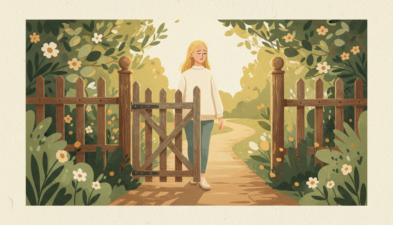 Person confidently saying no with a peaceful expression, representing the power of saying no