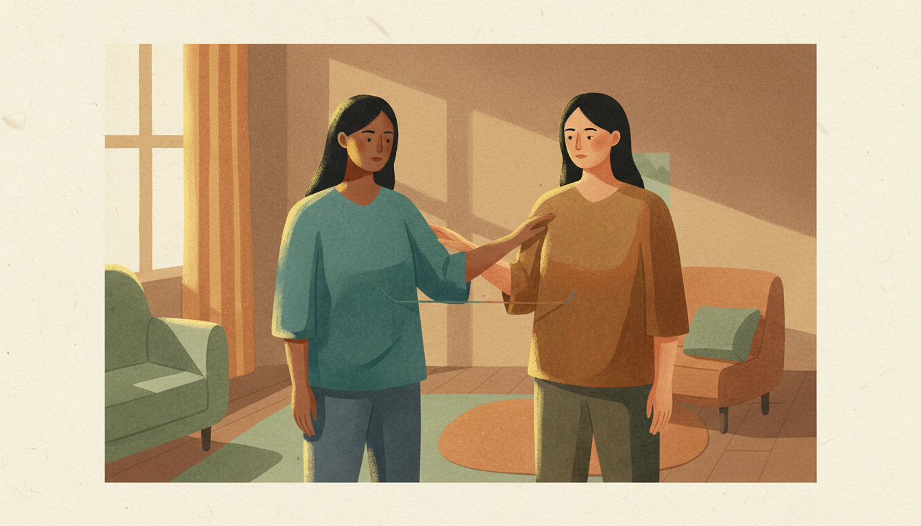 Family members tangled together with blurred boundaries, representing enmeshment