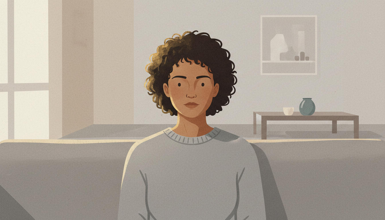 Calm person remaining emotionally neutral during a tense conversation, representing the grey rock method