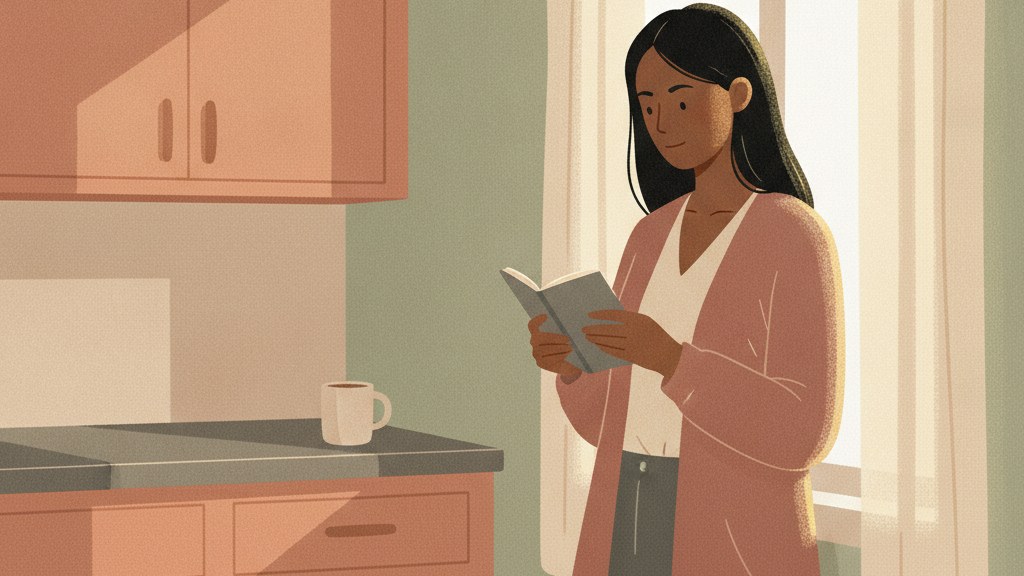A figure standing at a window holding a notebook in soft morning light, illustrating how to respond to gaslighting by trusting your own record of events