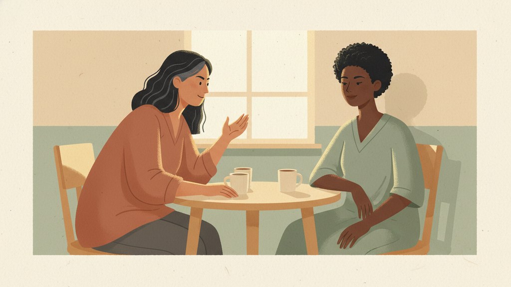 Person calmly setting a boundary in a difficult conversation, representing how to respond to guilt tripping
