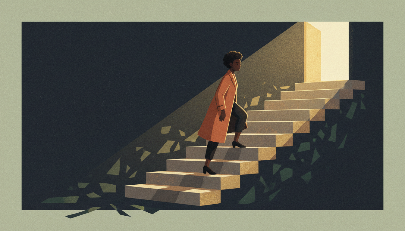 Person stepping away from a distorted mirror, representing breaking free from narcissistic abuse