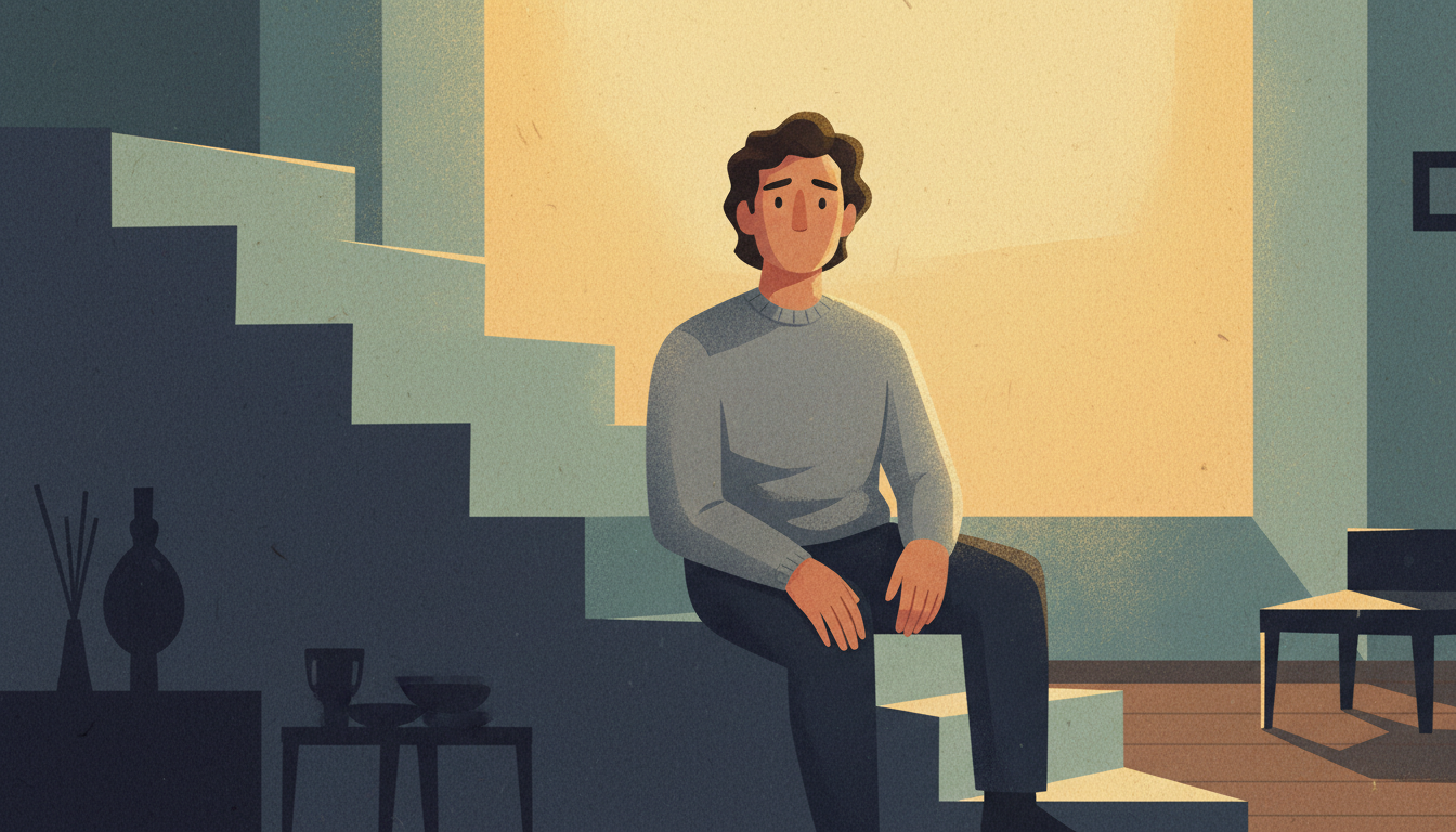 Person recognizing warning signs in their relationship, representing signs of trauma bonding