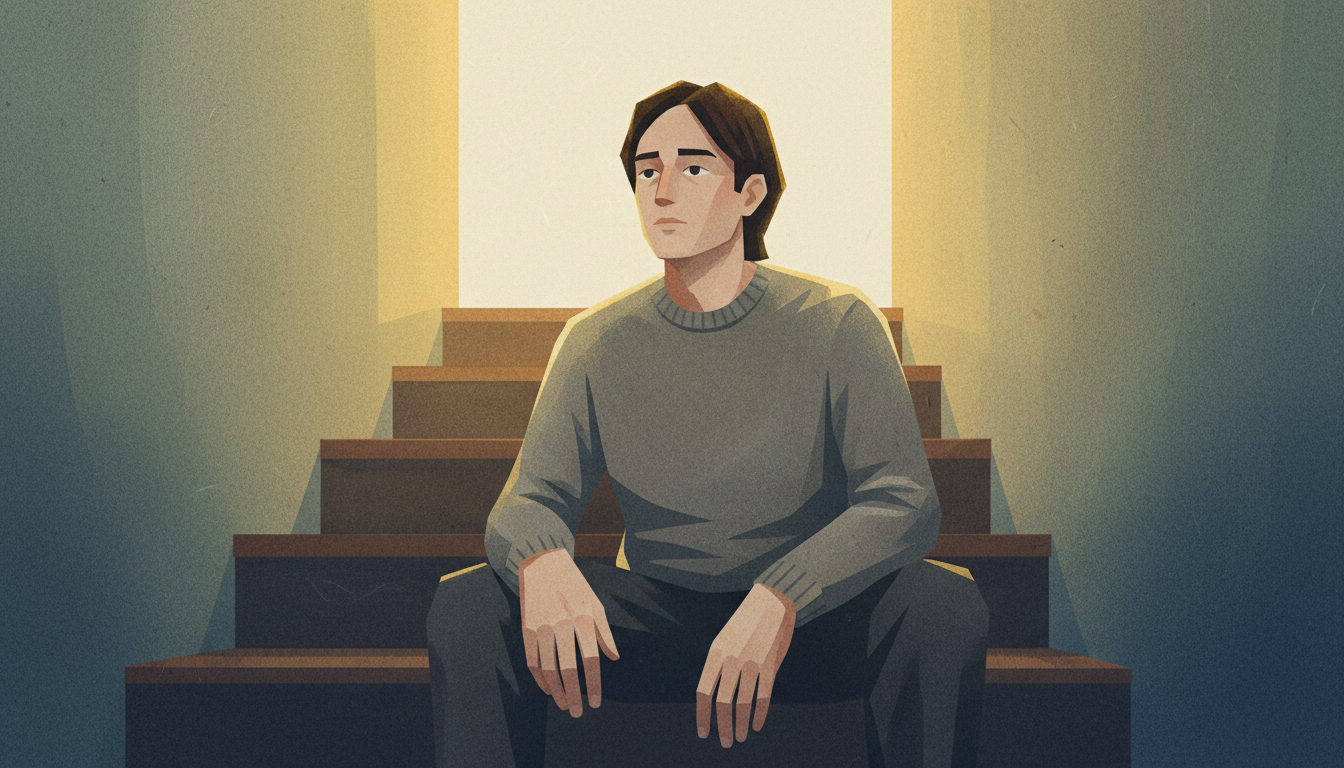 Person caught in a cycle of highs and lows, representing trauma bonding