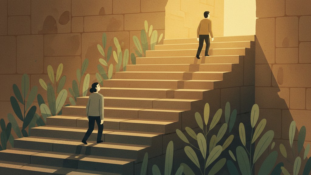 Illustration of a person taking small steps, representing gradual boundary building